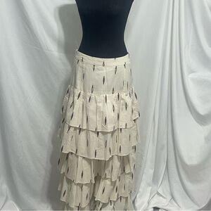 A Loves A Tiered Ruffle ivory Midi Skirt. Side zip. NEW. MSRP $109. Medium. NWT